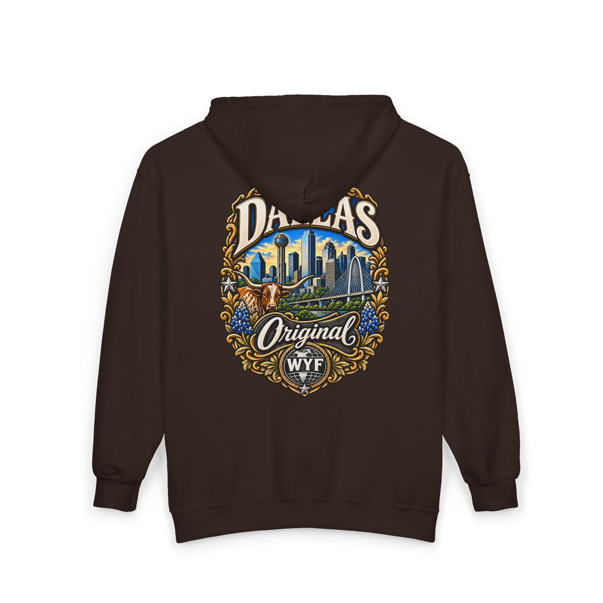 WYF Dallas Full-Zip Hoodie | Dallas Souvenir & Where You From Streetwear