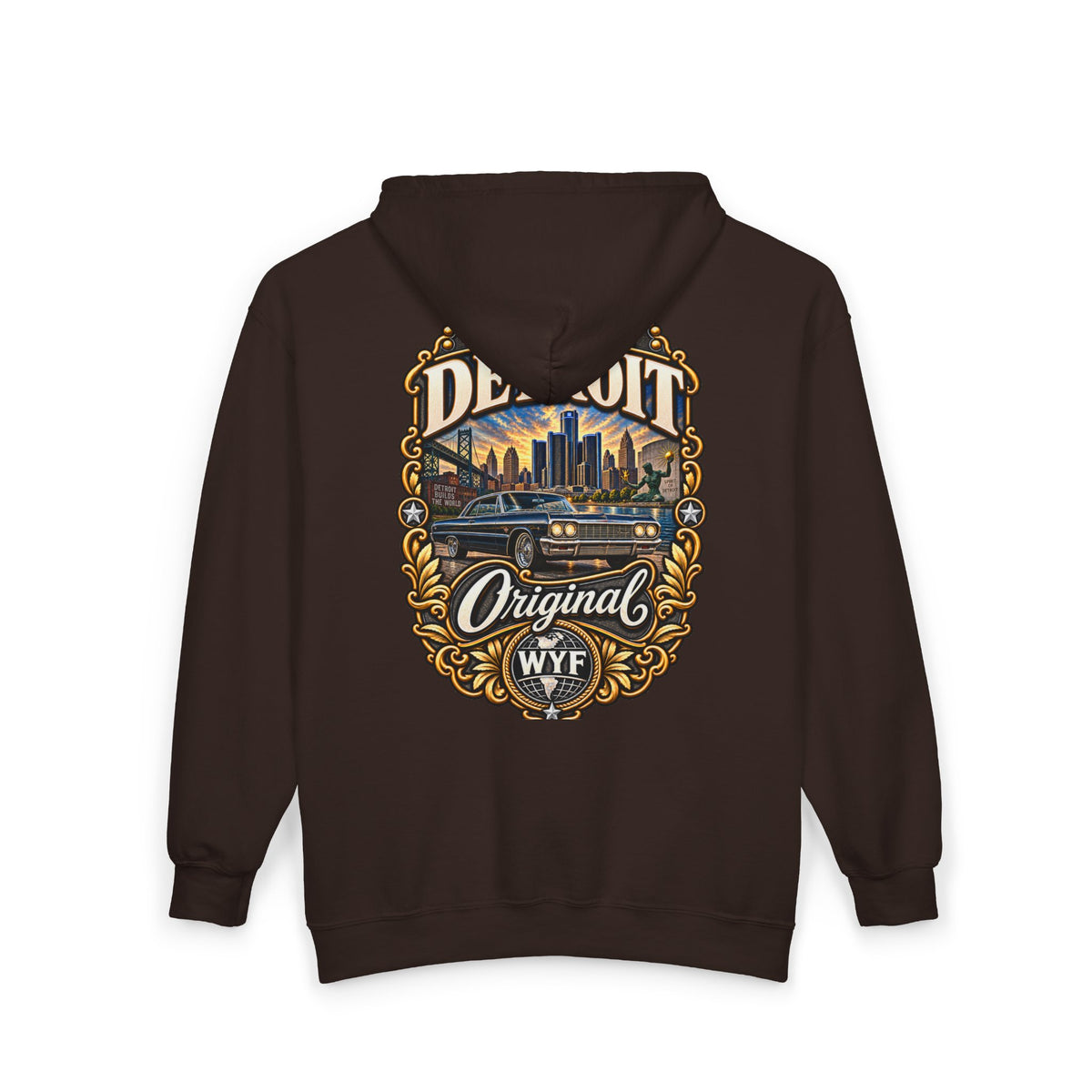 WYF Detroit Full-Zip Hoodie | Detroit Souvenir & Where You From Streetwear