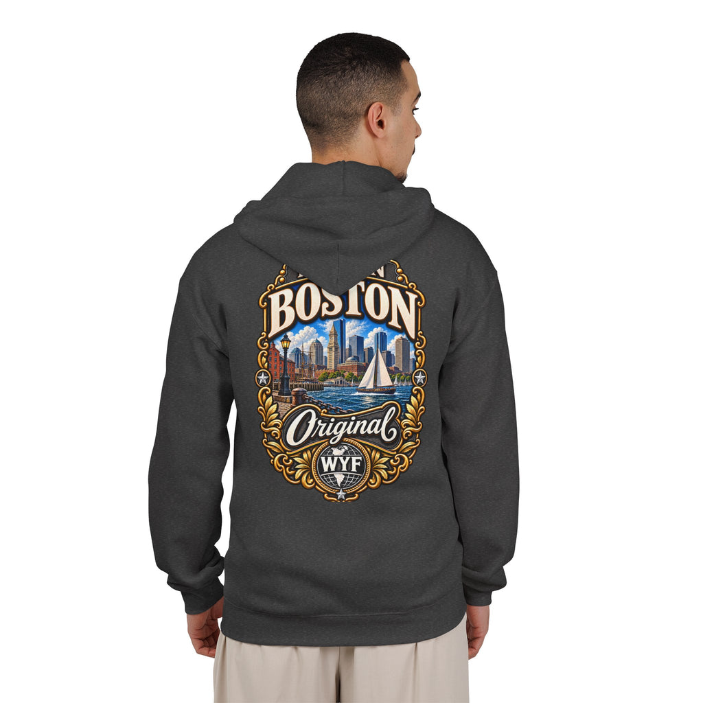 WYF Boston Full-Zip Hoodie | Boston Souvenir & Where You From Streetwear