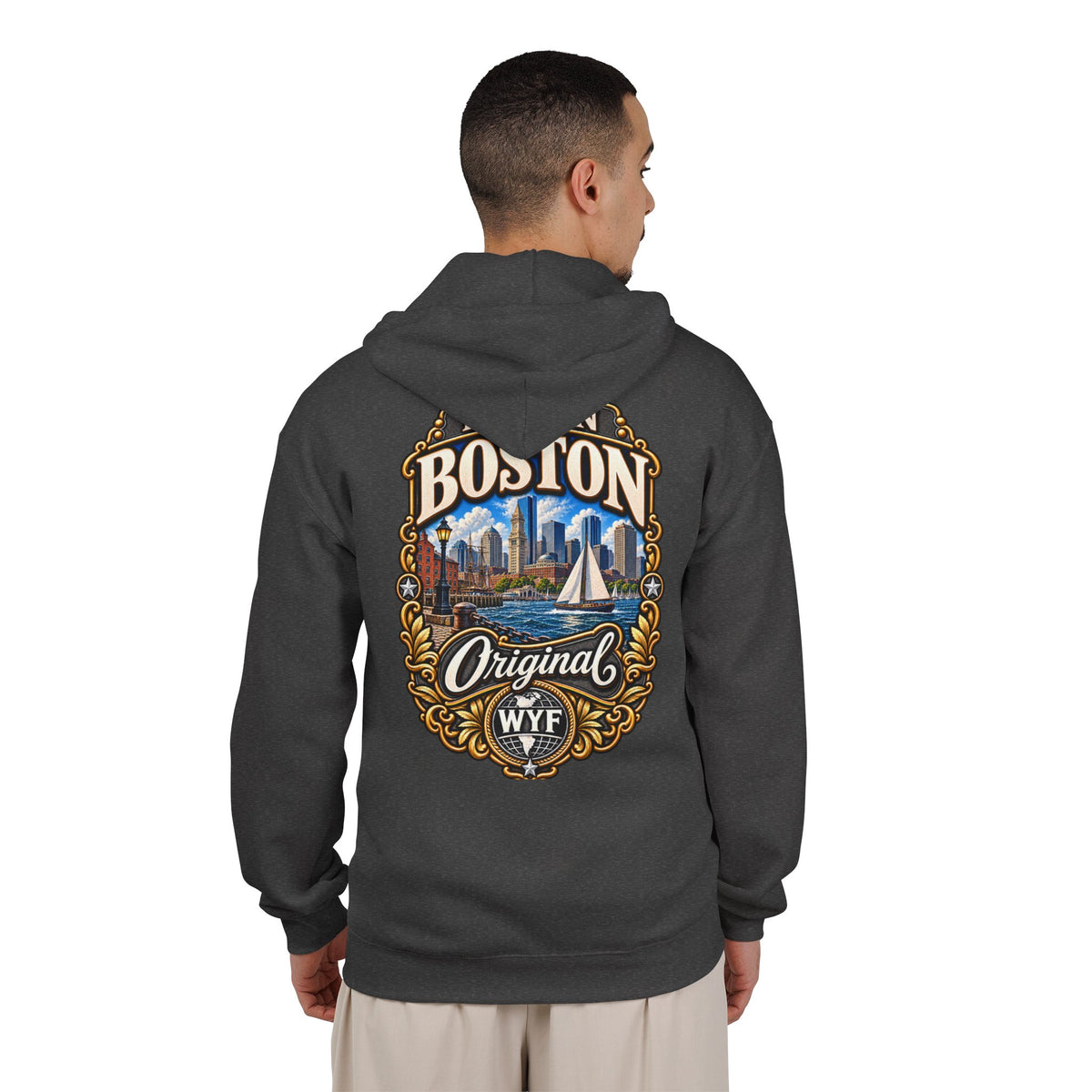 WYF Boston Full-Zip Hoodie | Boston Souvenir & Where You From Streetwear