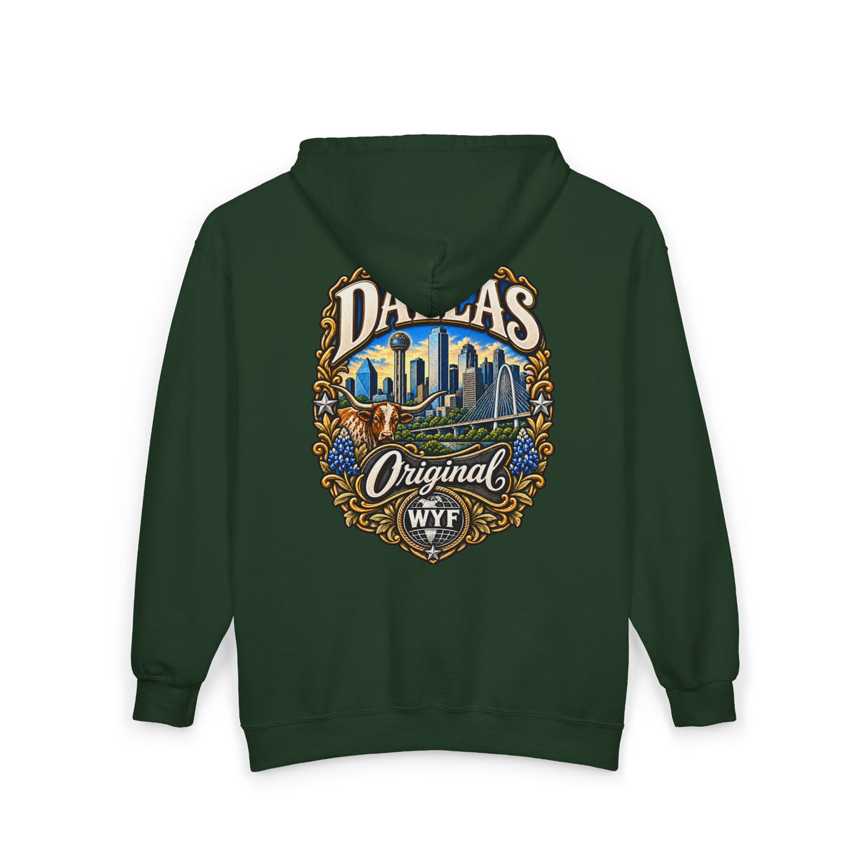 WYF Dallas Full-Zip Hoodie | Dallas Souvenir & Where You From Streetwear