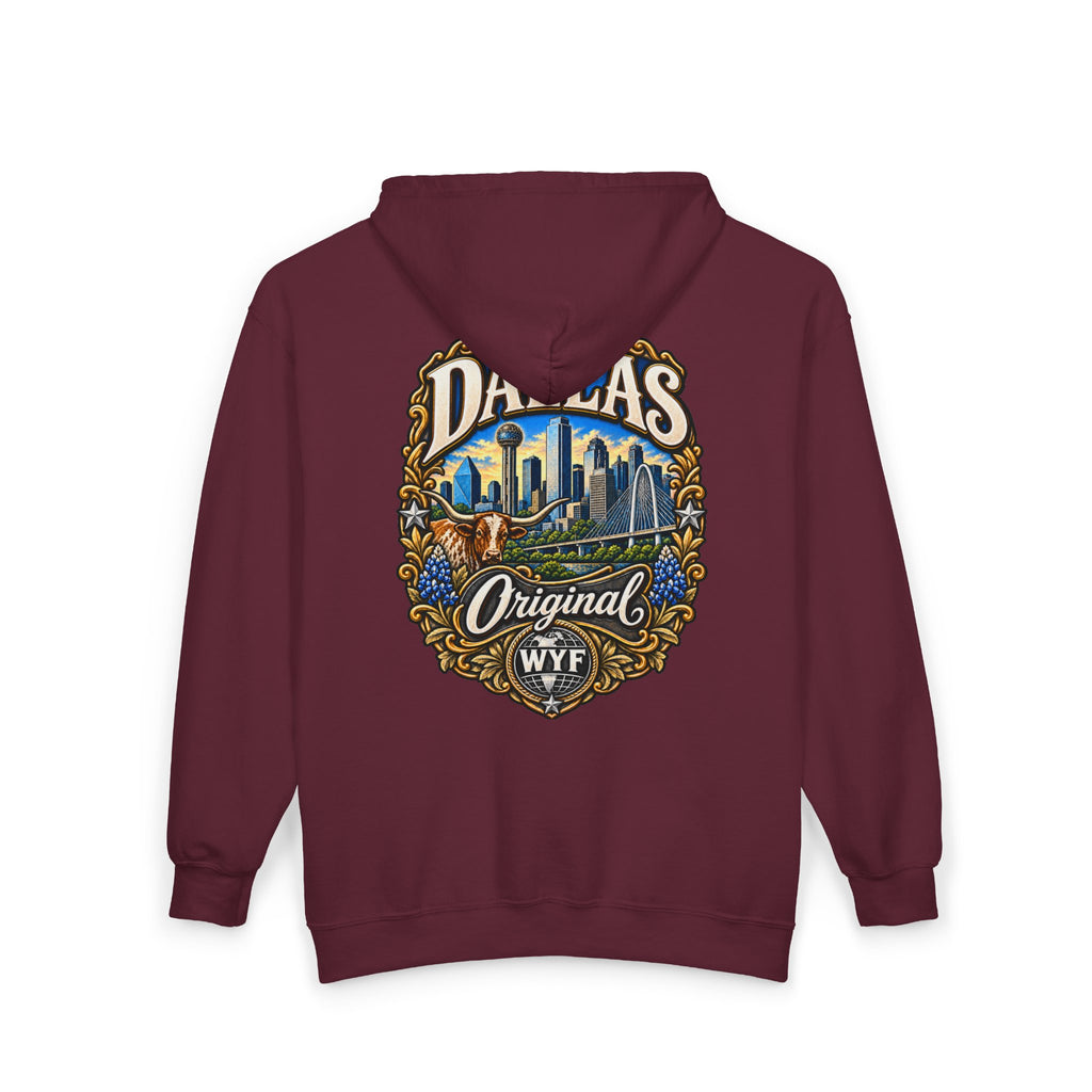 WYF Dallas Full-Zip Hoodie | Dallas Souvenir & Where You From Streetwear
