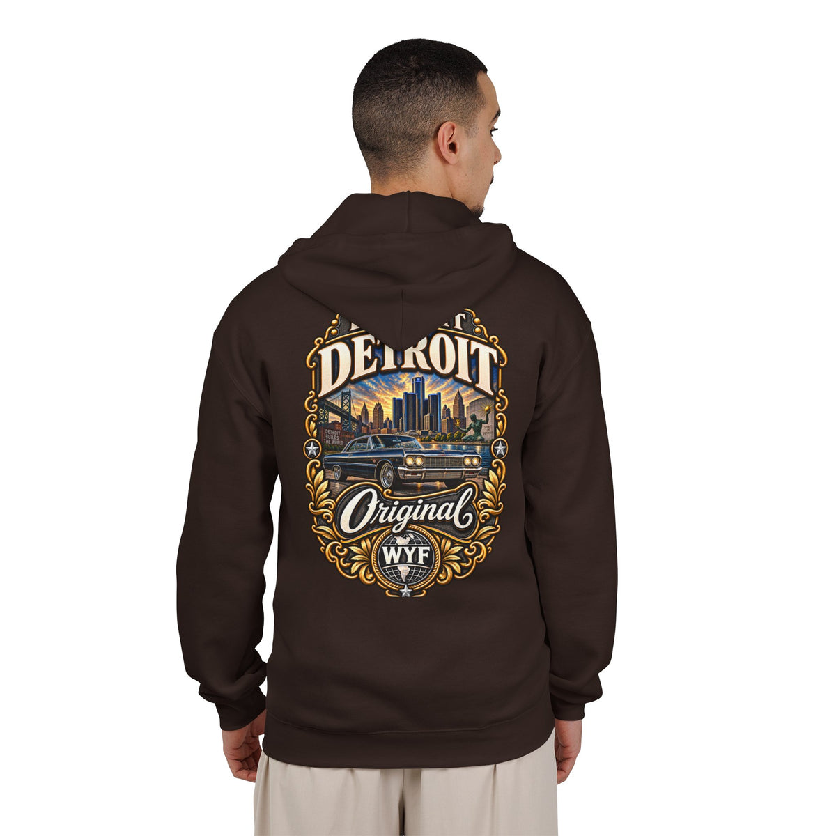 WYF Detroit Full-Zip Hoodie | Detroit Souvenir & Where You From Streetwear
