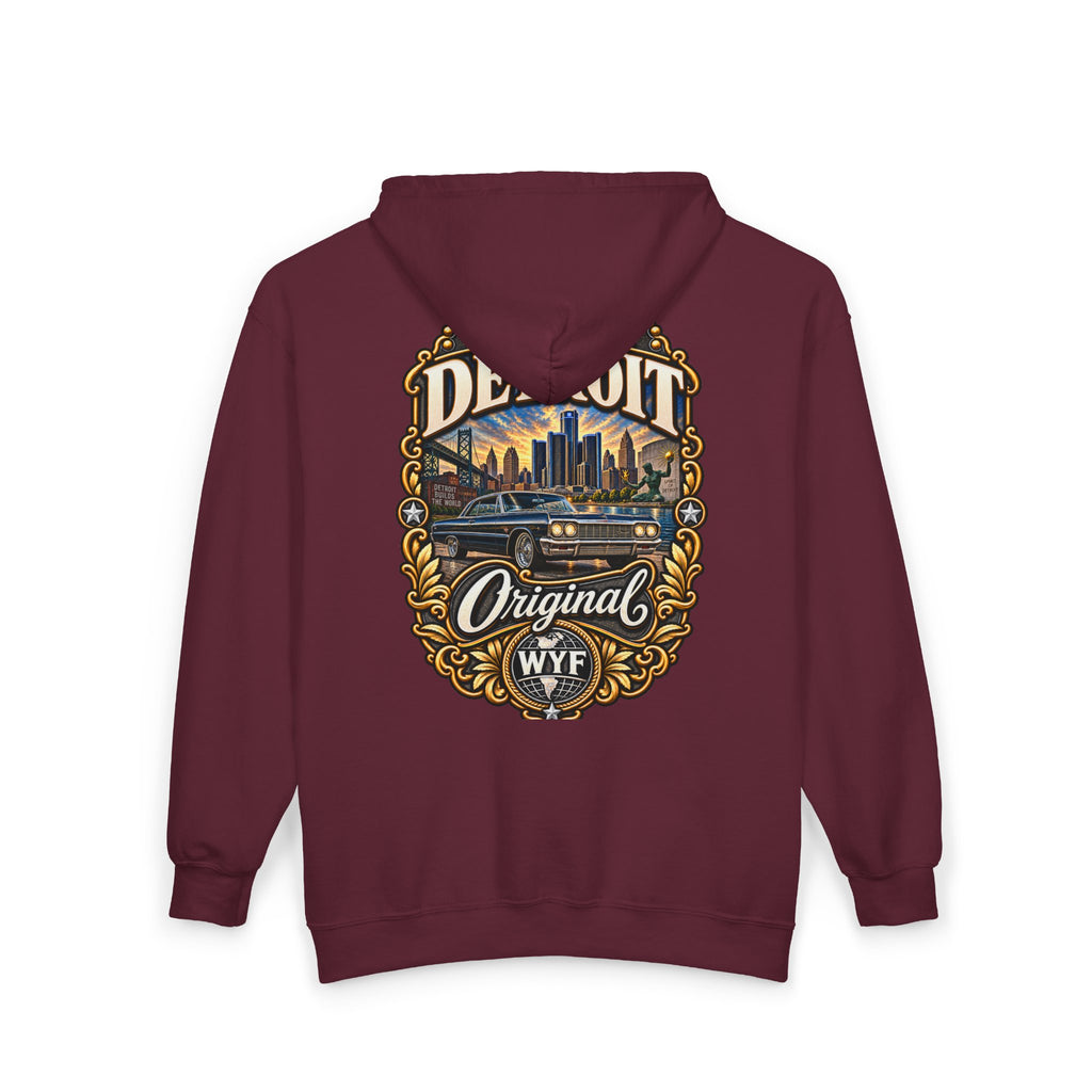 WYF Detroit Full-Zip Hoodie | Detroit Souvenir & Where You From Streetwear