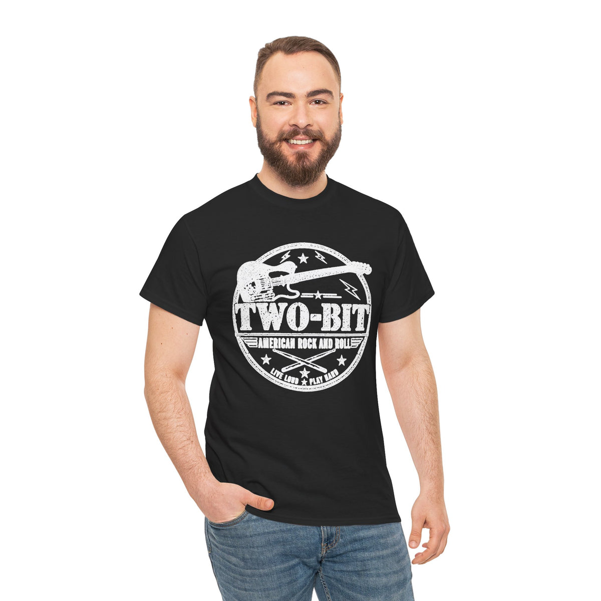 Two-Bit American Rock T-Shirt — Vintage Guitar Band Tee