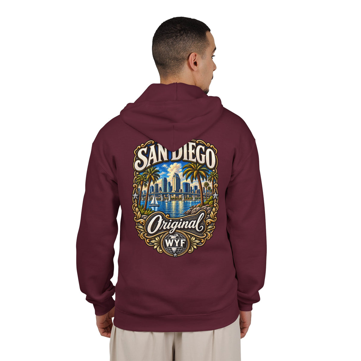 WYF San Diego Full-Zip Hoodie | San Diego Souvenir & Where You From Streetwear