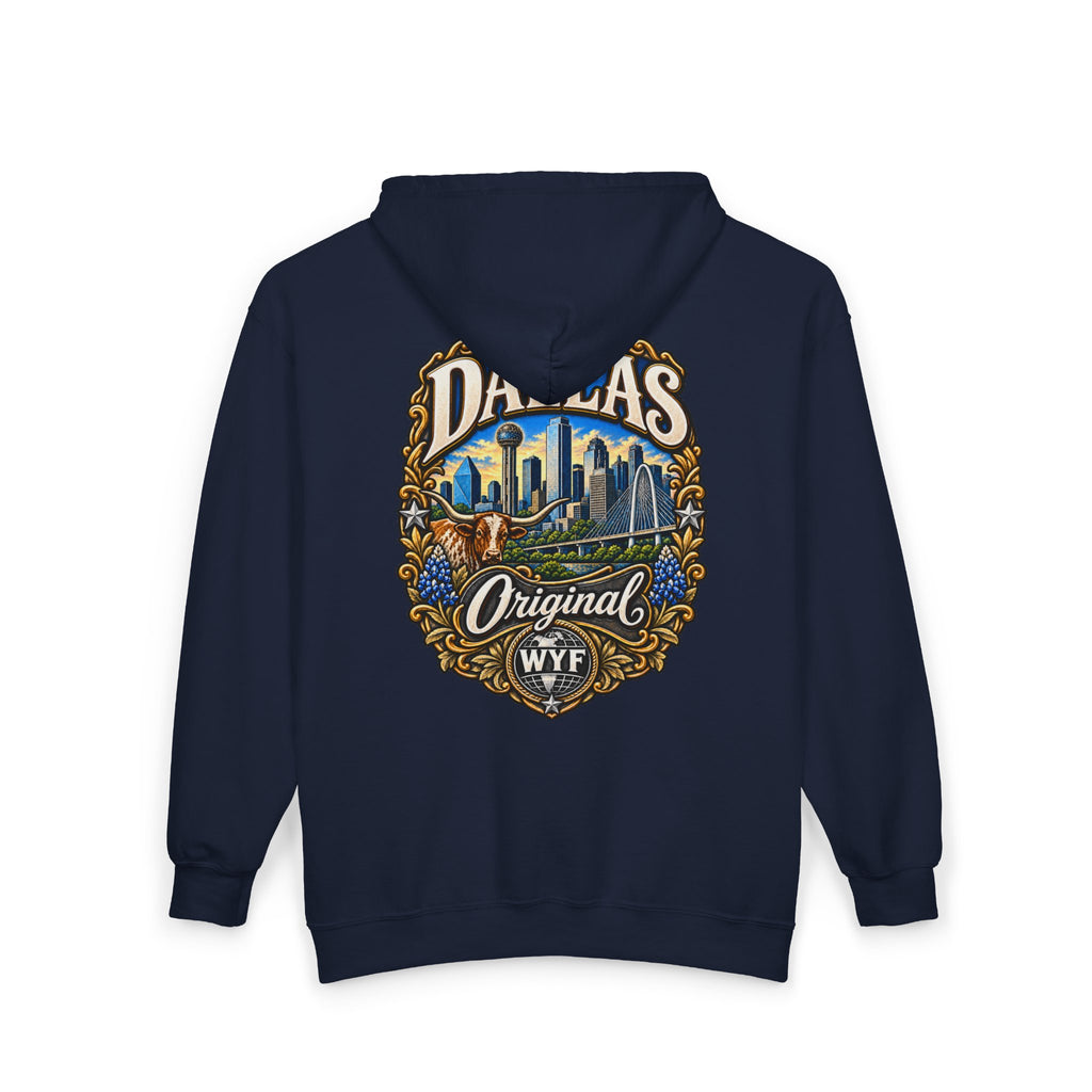 WYF Dallas Full-Zip Hoodie | Dallas Souvenir & Where You From Streetwear