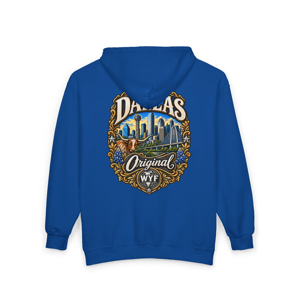 WYF Dallas Full-Zip Hoodie | Dallas Souvenir & Where You From Streetwear