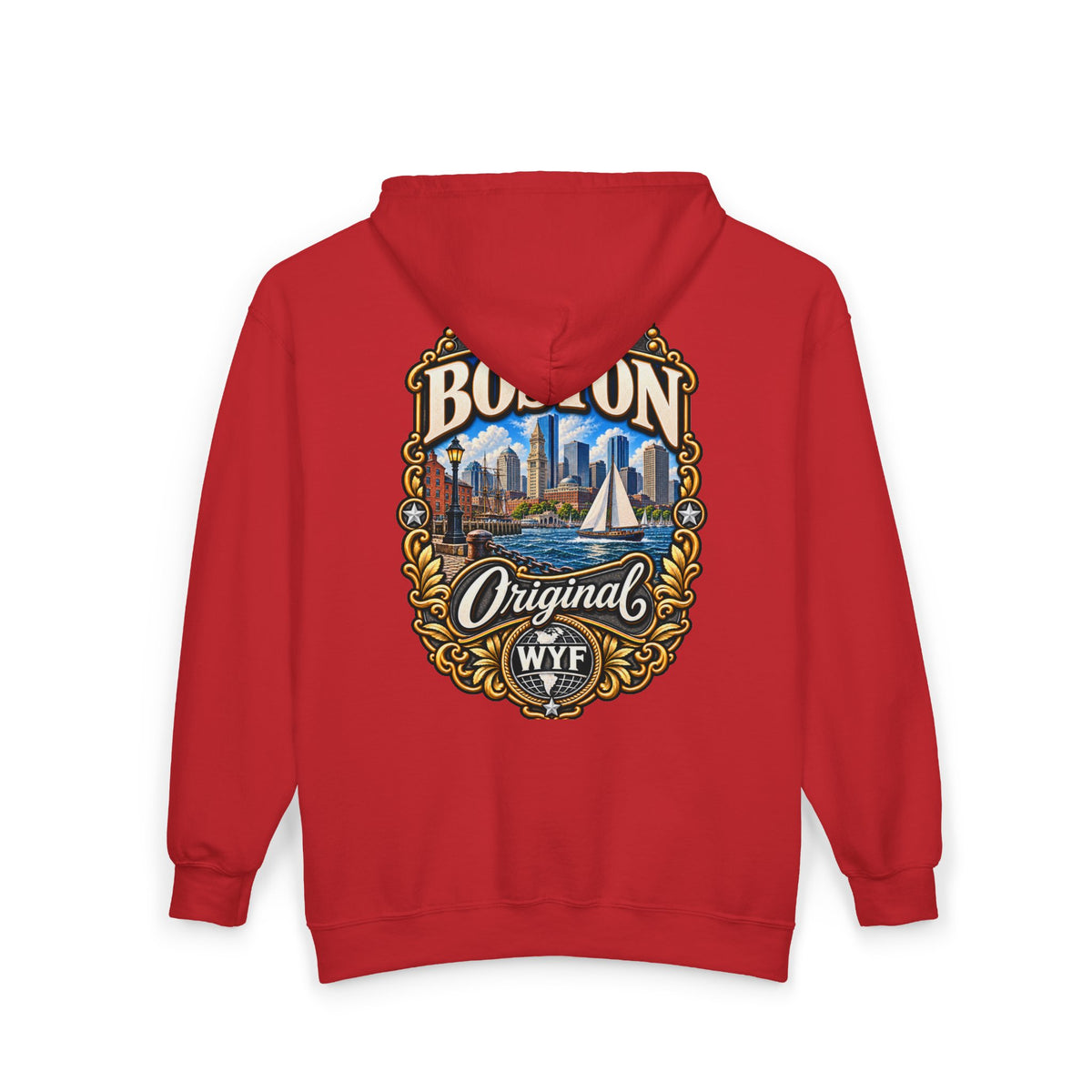 WYF Boston Full-Zip Hoodie | Boston Souvenir & Where You From Streetwear