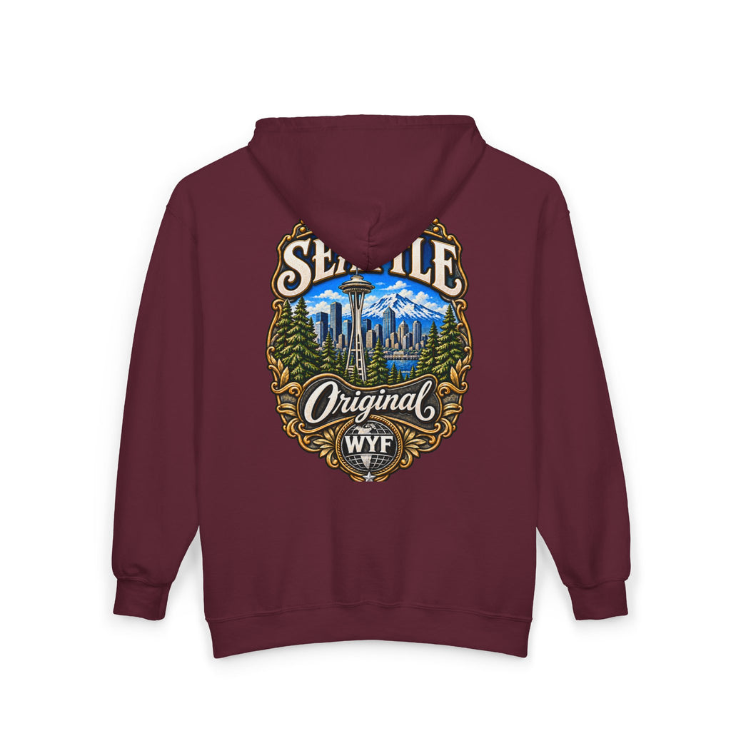 WYF Seattle Full-Zip Hoodie | Seattle Souvenir & Where You From Streetwear