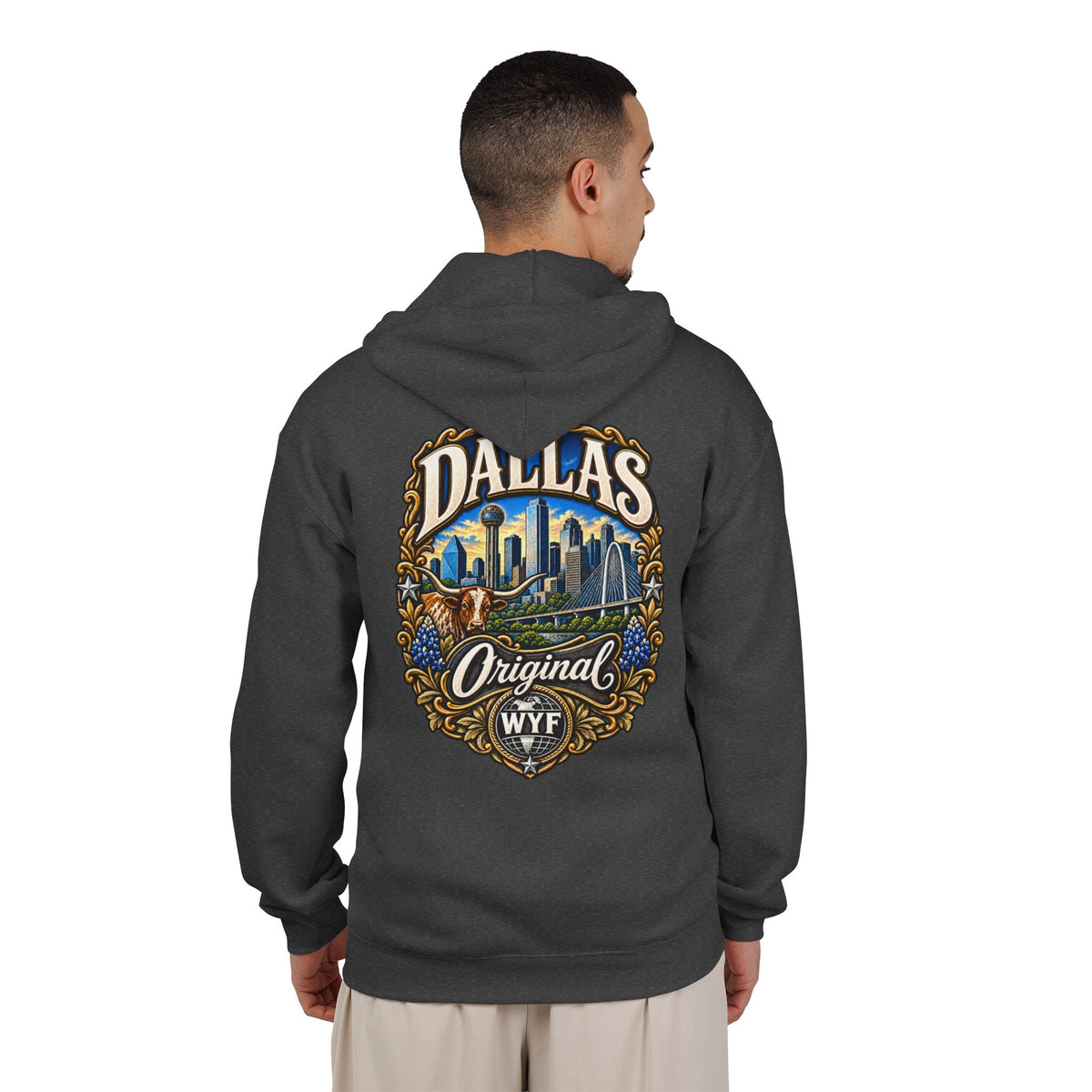 WYF Dallas Full-Zip Hoodie | Dallas Souvenir & Where You From Streetwear