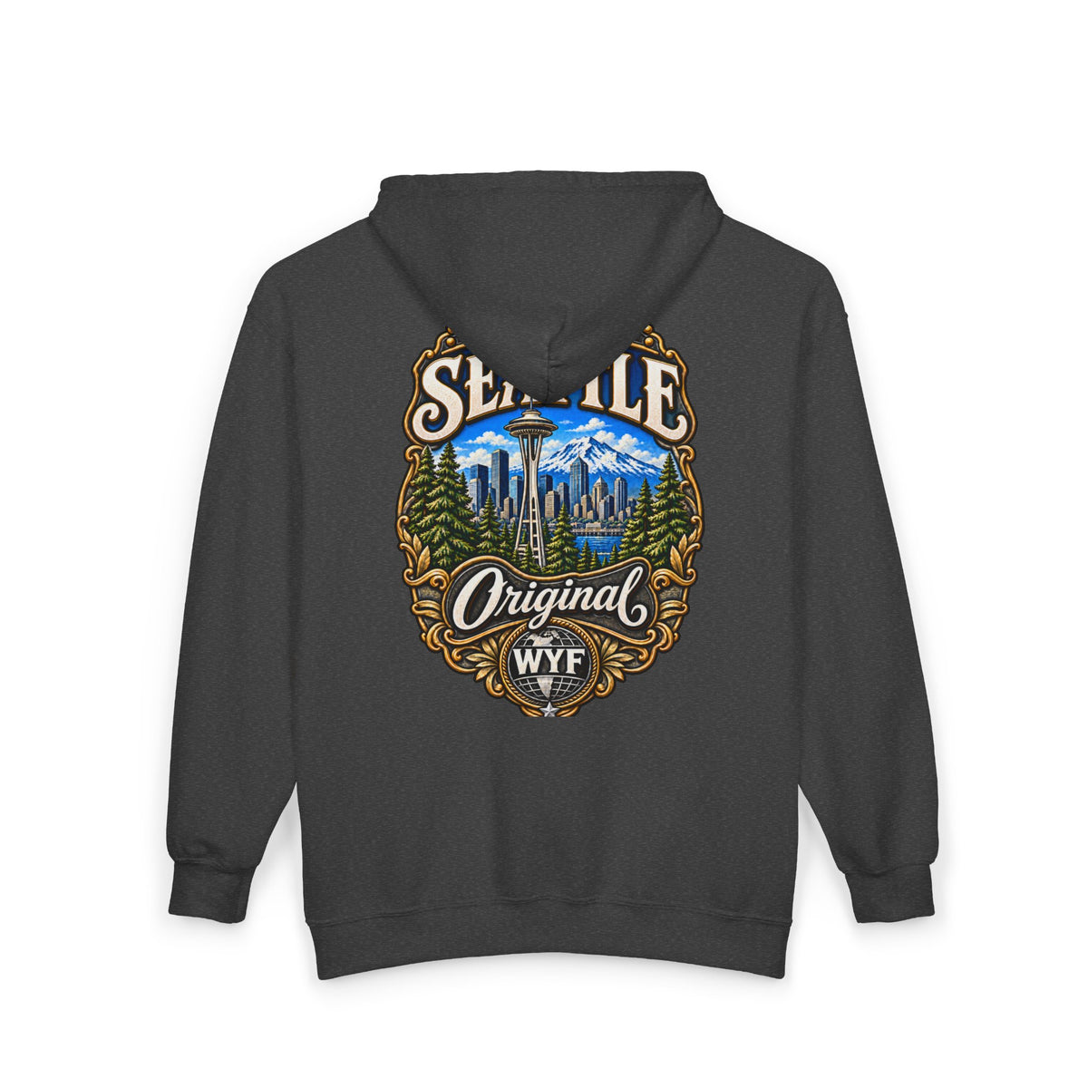 WYF Seattle Full-Zip Hoodie | Seattle Souvenir & Where You From Streetwear