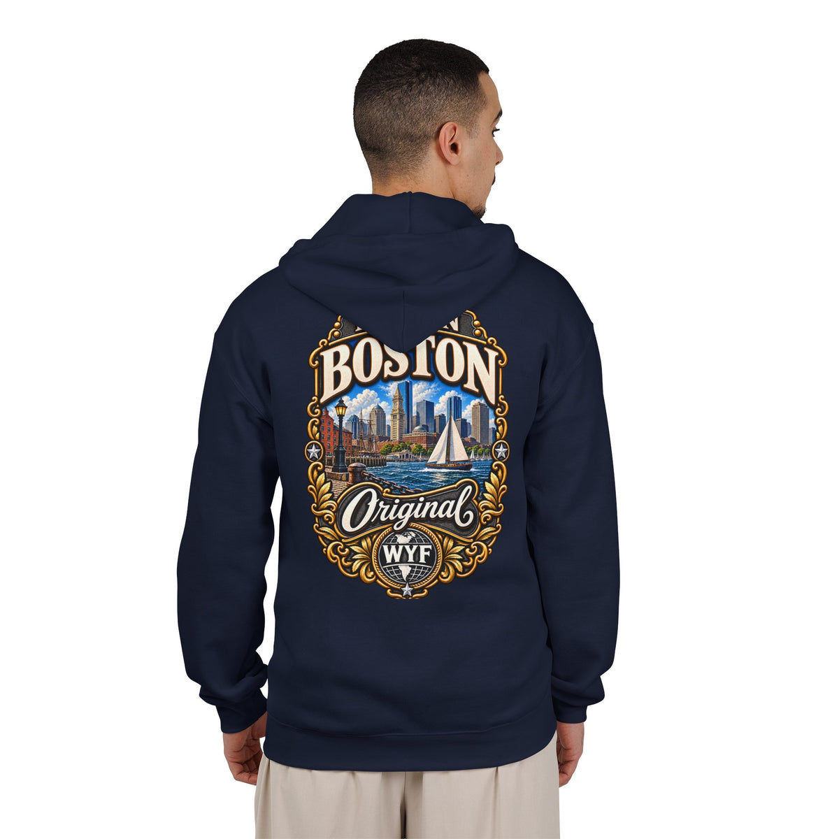 WYF Boston Full-Zip Hoodie | Boston Souvenir & Where You From Streetwear