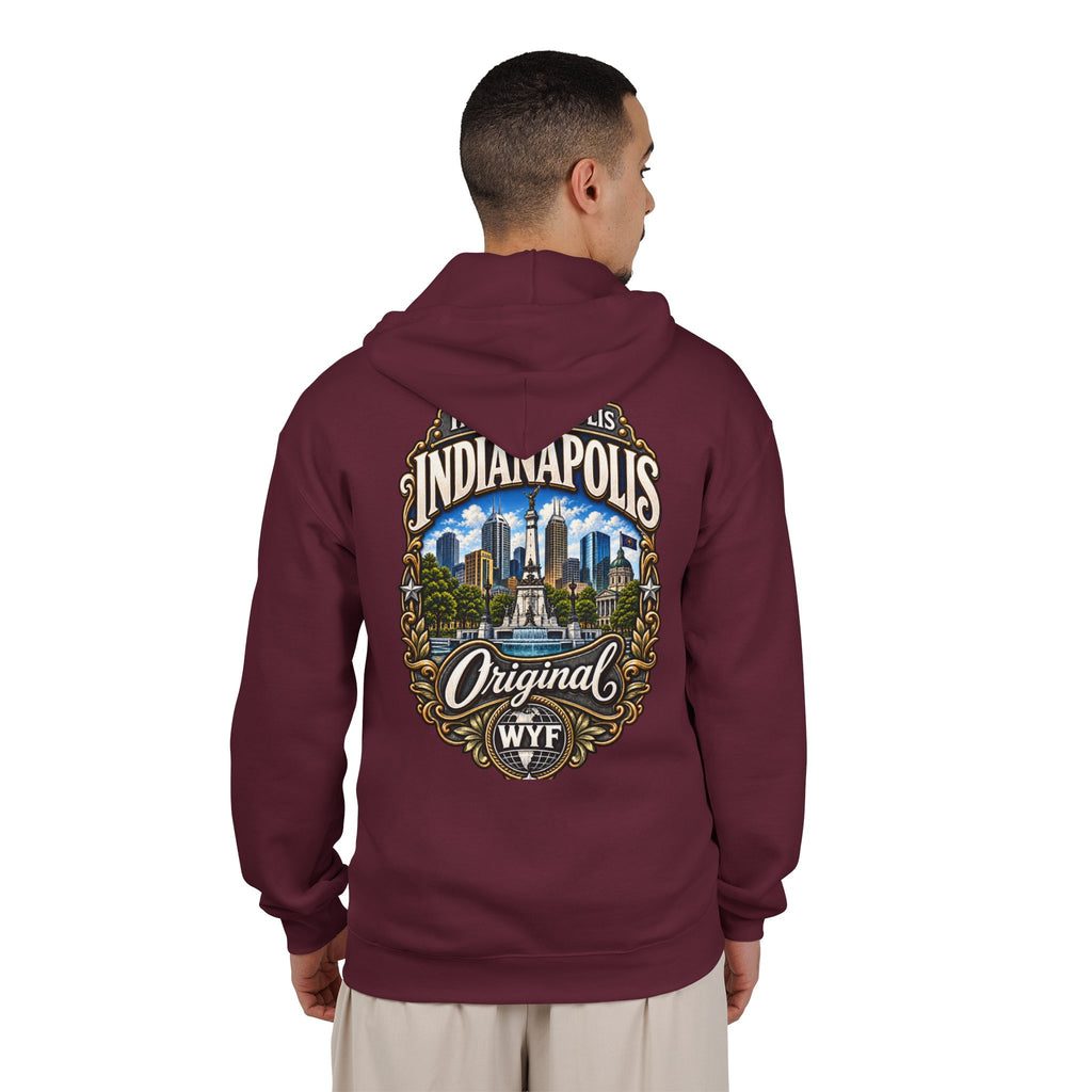 WYF Indianapolis Full-Zip Hoodie | Indianapolis Souvenir & Where You From Streetwear