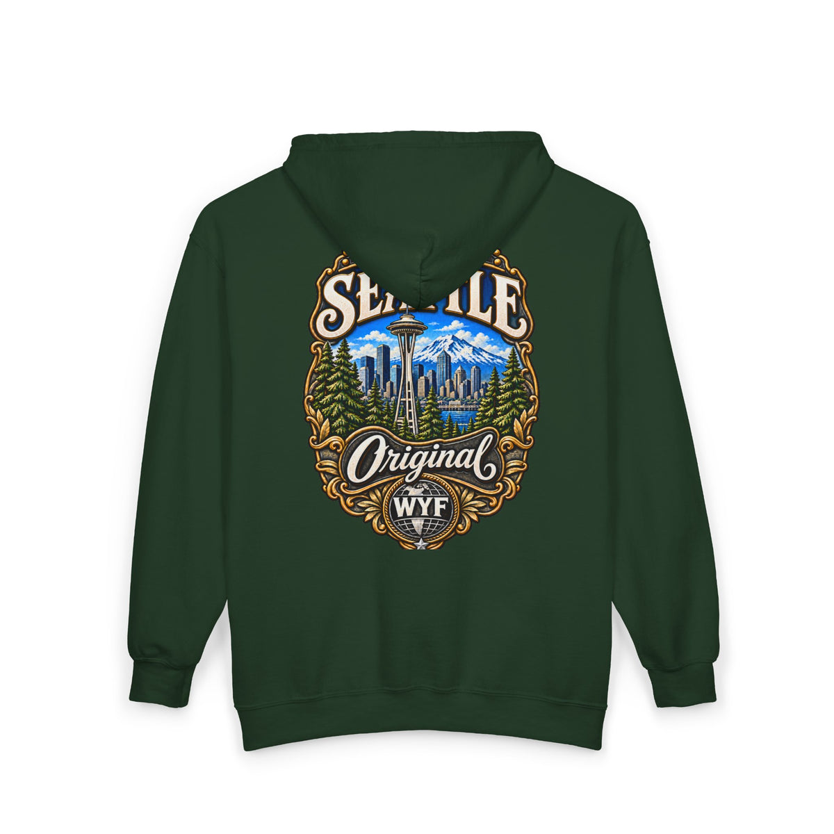 WYF Seattle Full-Zip Hoodie | Seattle Souvenir & Where You From Streetwear