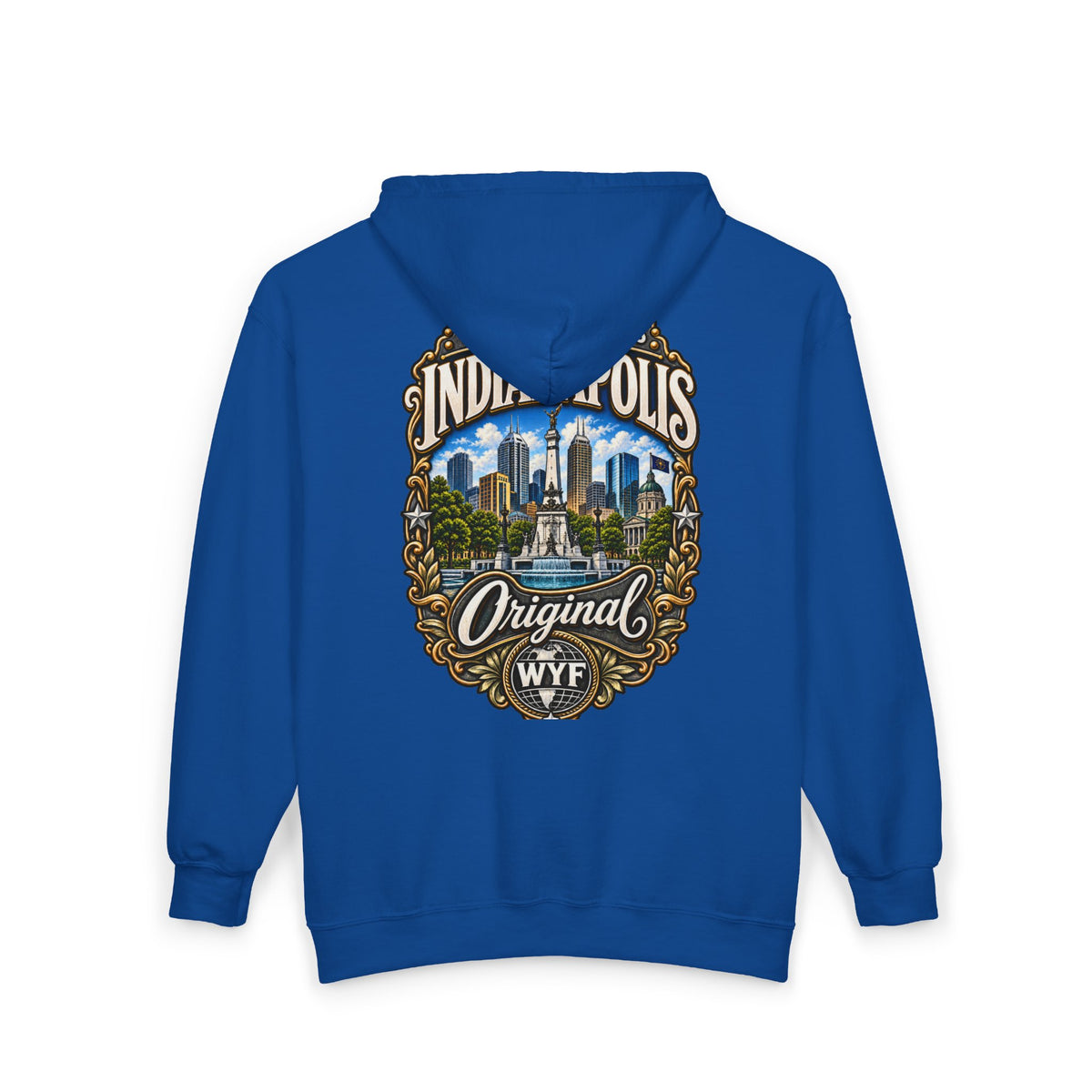 WYF Indianapolis Full-Zip Hoodie | Indianapolis Souvenir & Where You From Streetwear