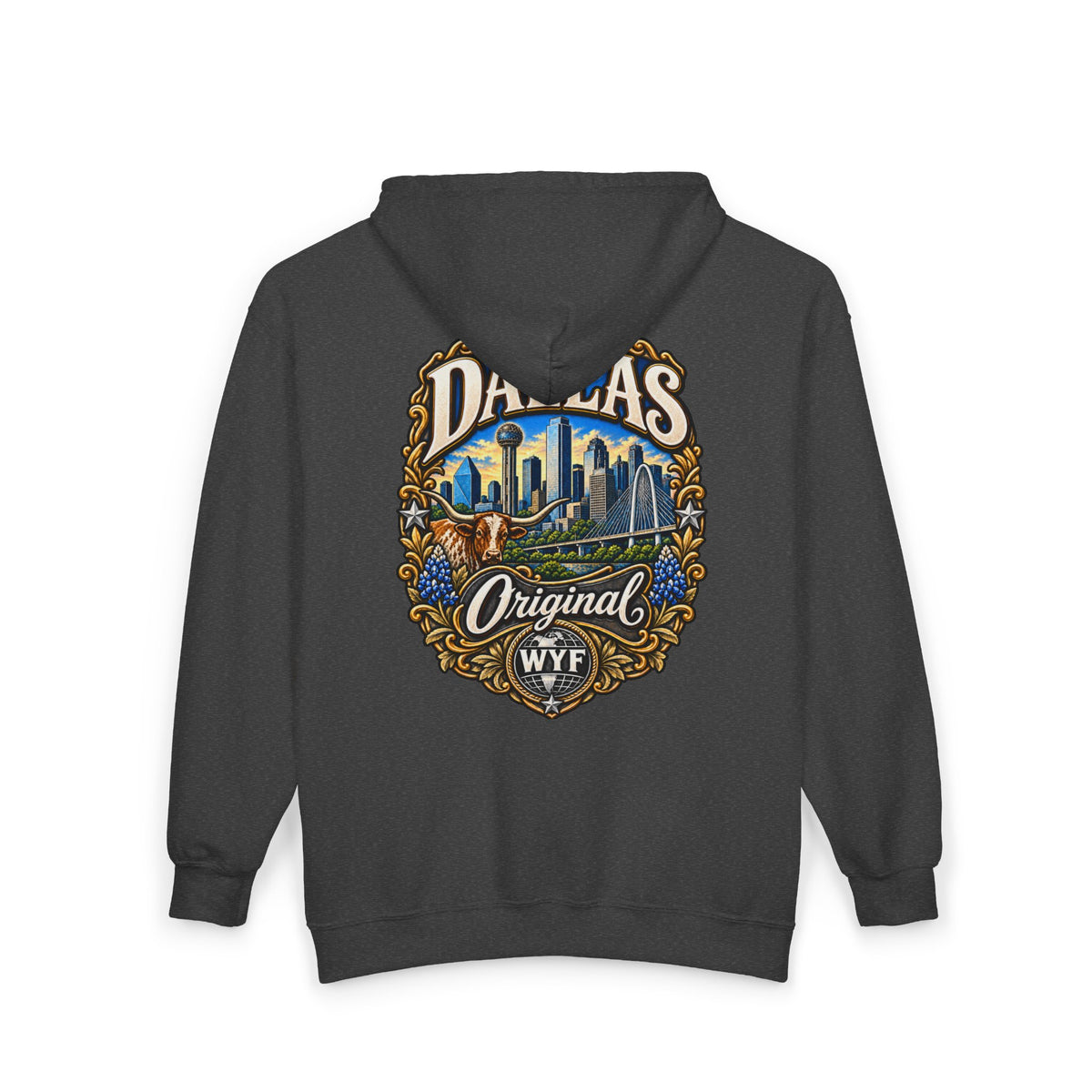 WYF Dallas Full-Zip Hoodie | Dallas Souvenir & Where You From Streetwear