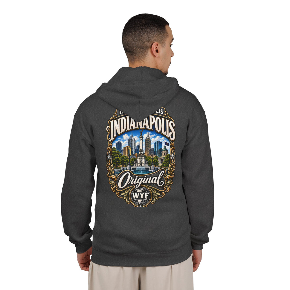 WYF Indianapolis Full-Zip Hoodie | Indianapolis Souvenir & Where You From Streetwear