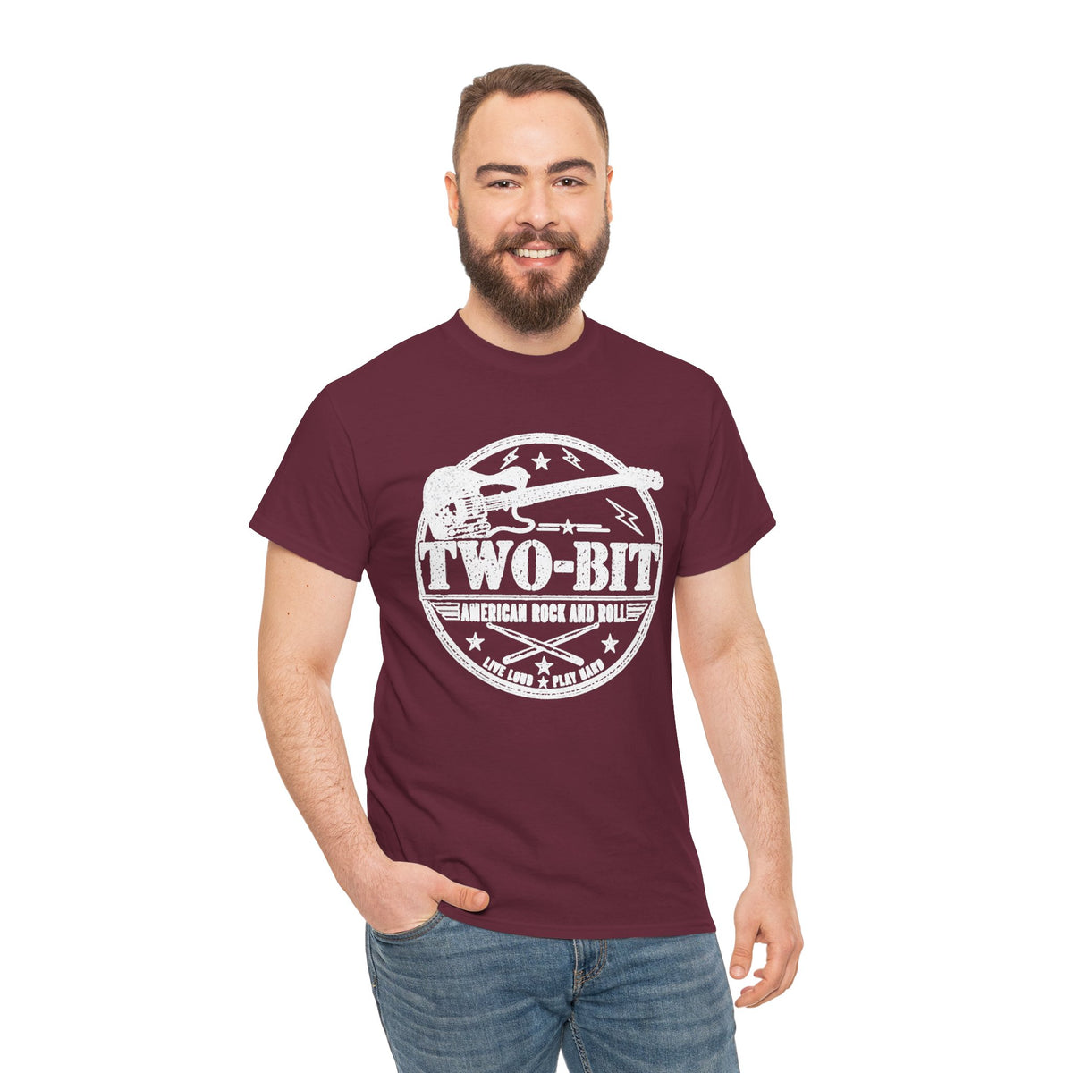 Two-Bit American Rock T-Shirt — Vintage Guitar Band Tee
