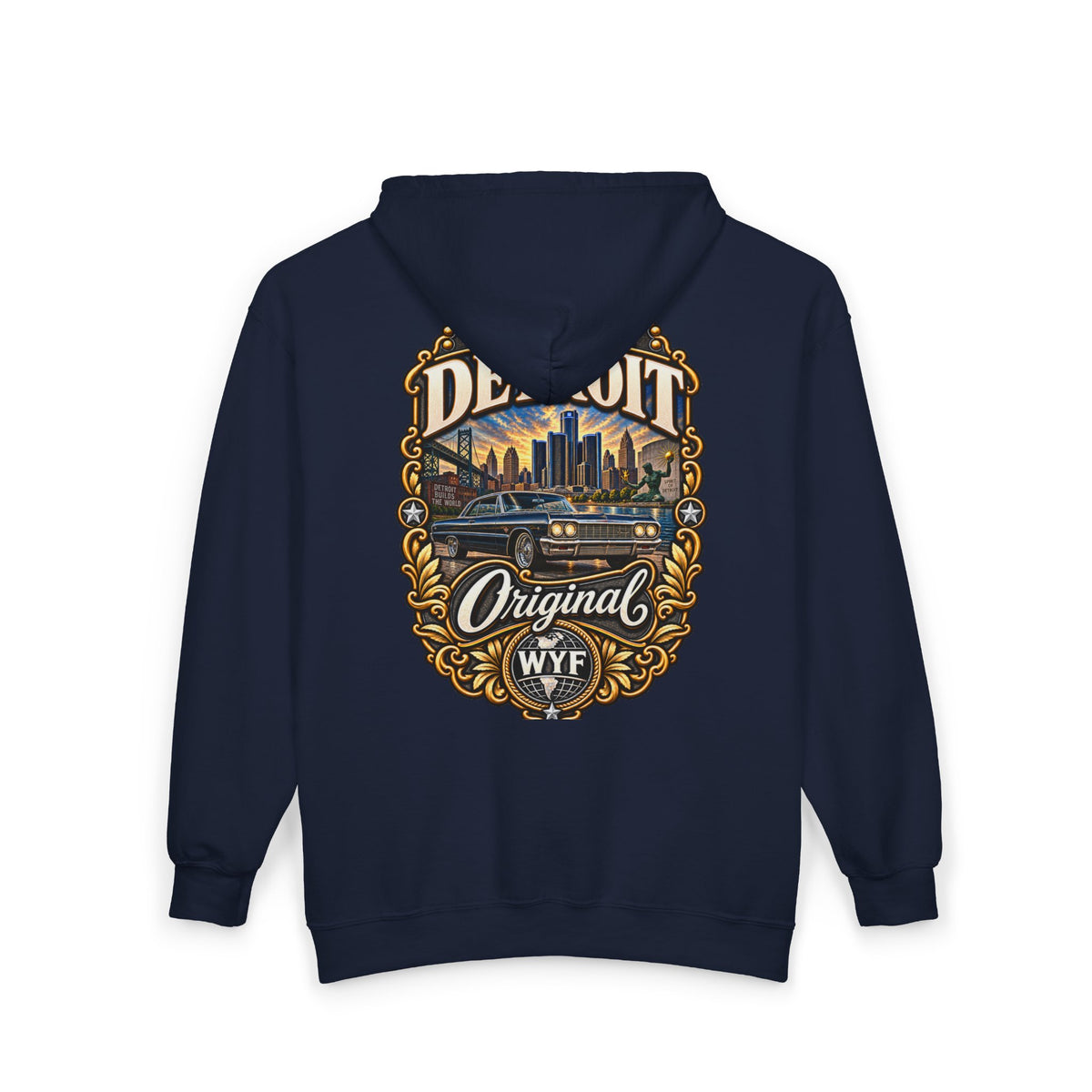 WYF Detroit Full-Zip Hoodie | Detroit Souvenir & Where You From Streetwear