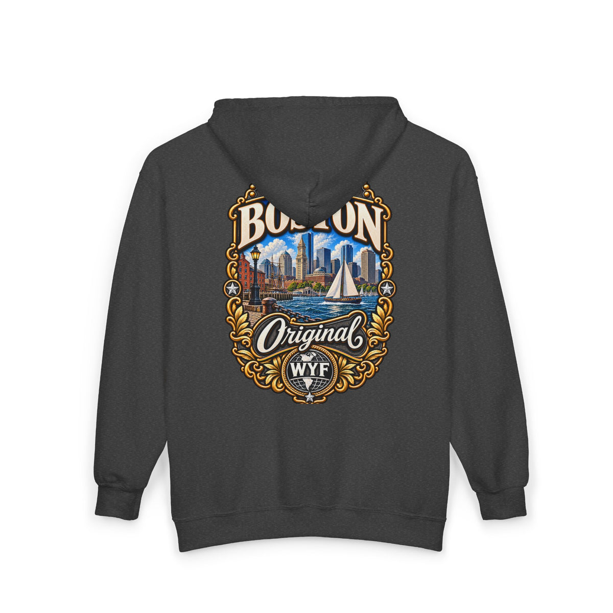 WYF Boston Full-Zip Hoodie | Boston Souvenir & Where You From Streetwear