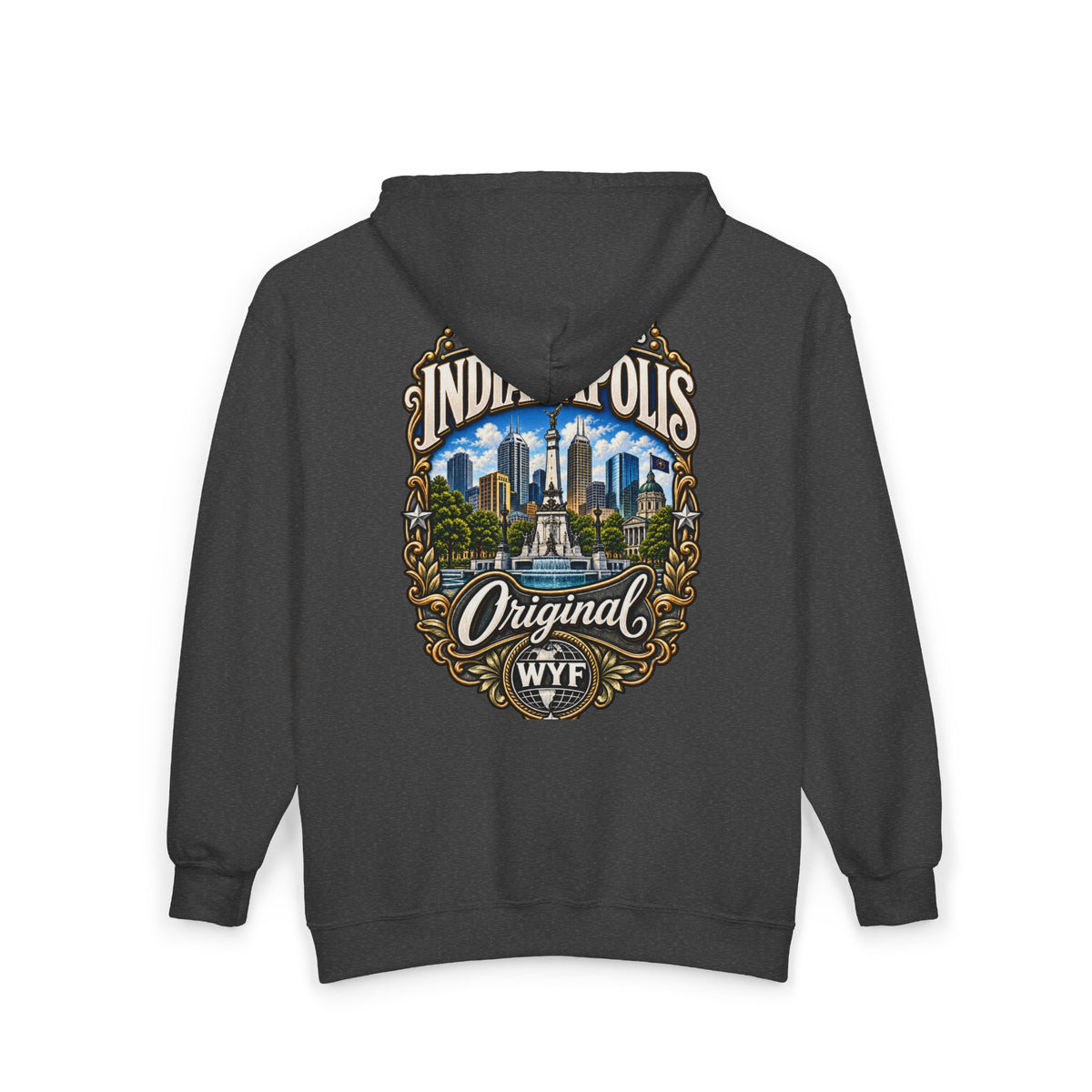 WYF Indianapolis Full-Zip Hoodie | Indianapolis Souvenir & Where You From Streetwear
