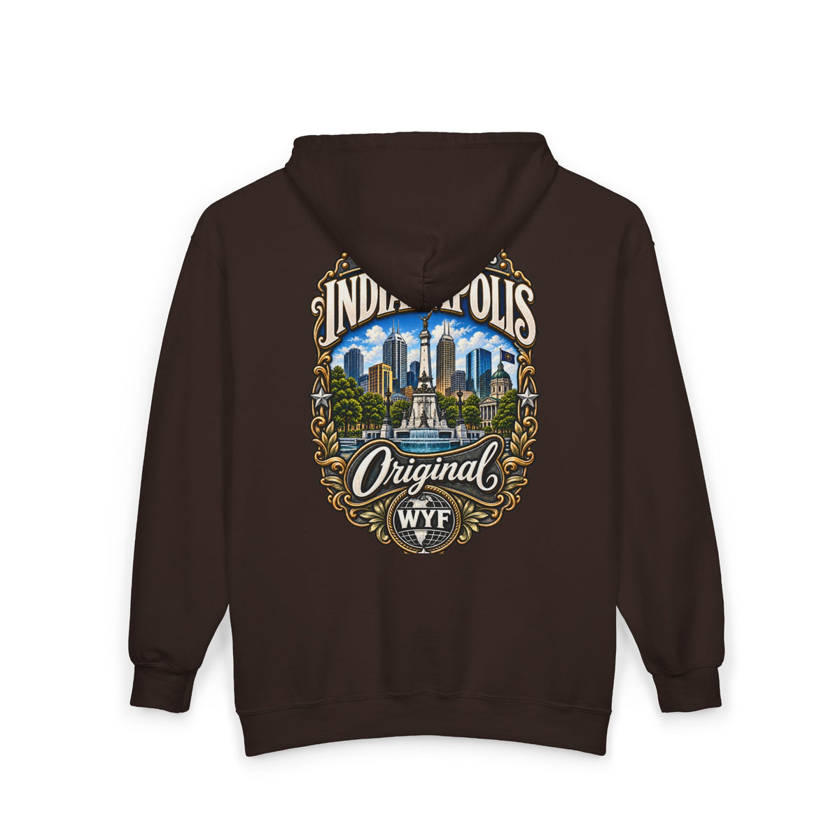 WYF Indianapolis Full-Zip Hoodie | Indianapolis Souvenir & Where You From Streetwear