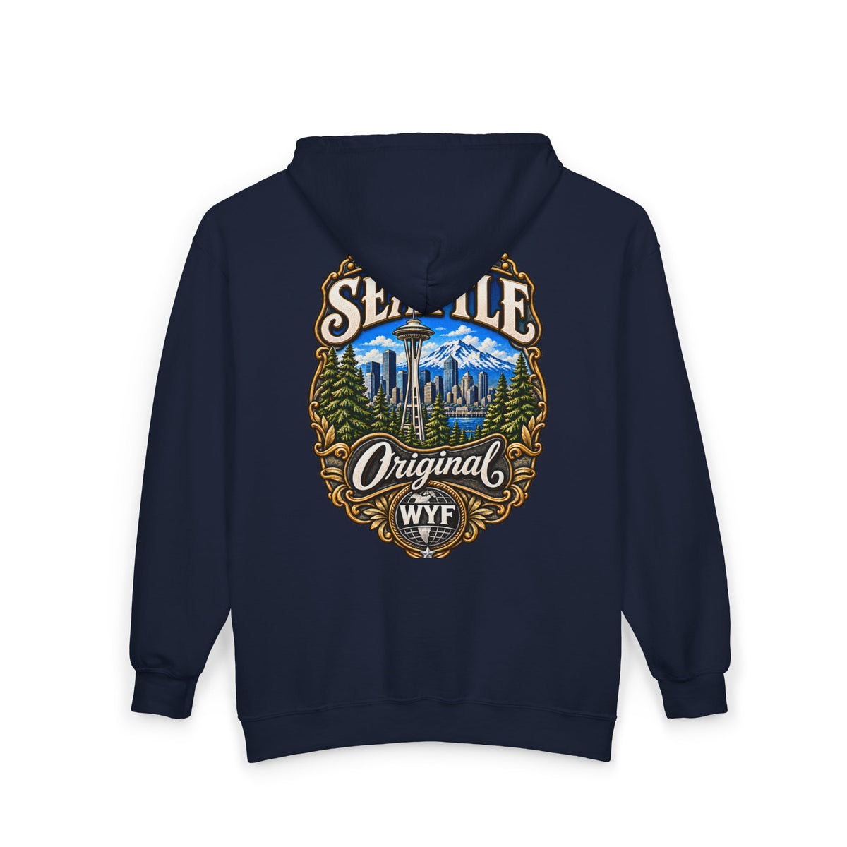 WYF Seattle Full-Zip Hoodie | Seattle Souvenir & Where You From Streetwear