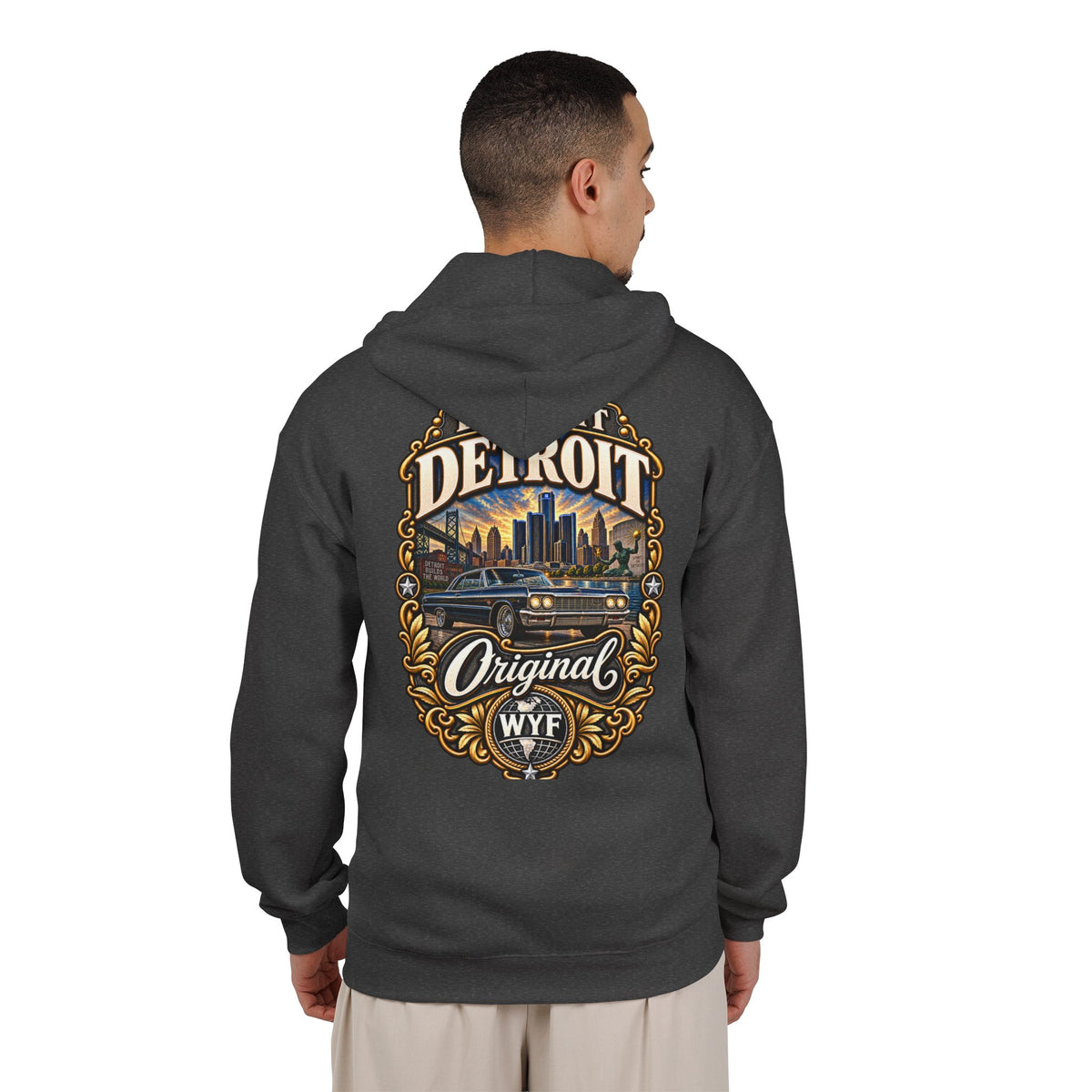 WYF Detroit Full-Zip Hoodie | Detroit Souvenir & Where You From Streetwear