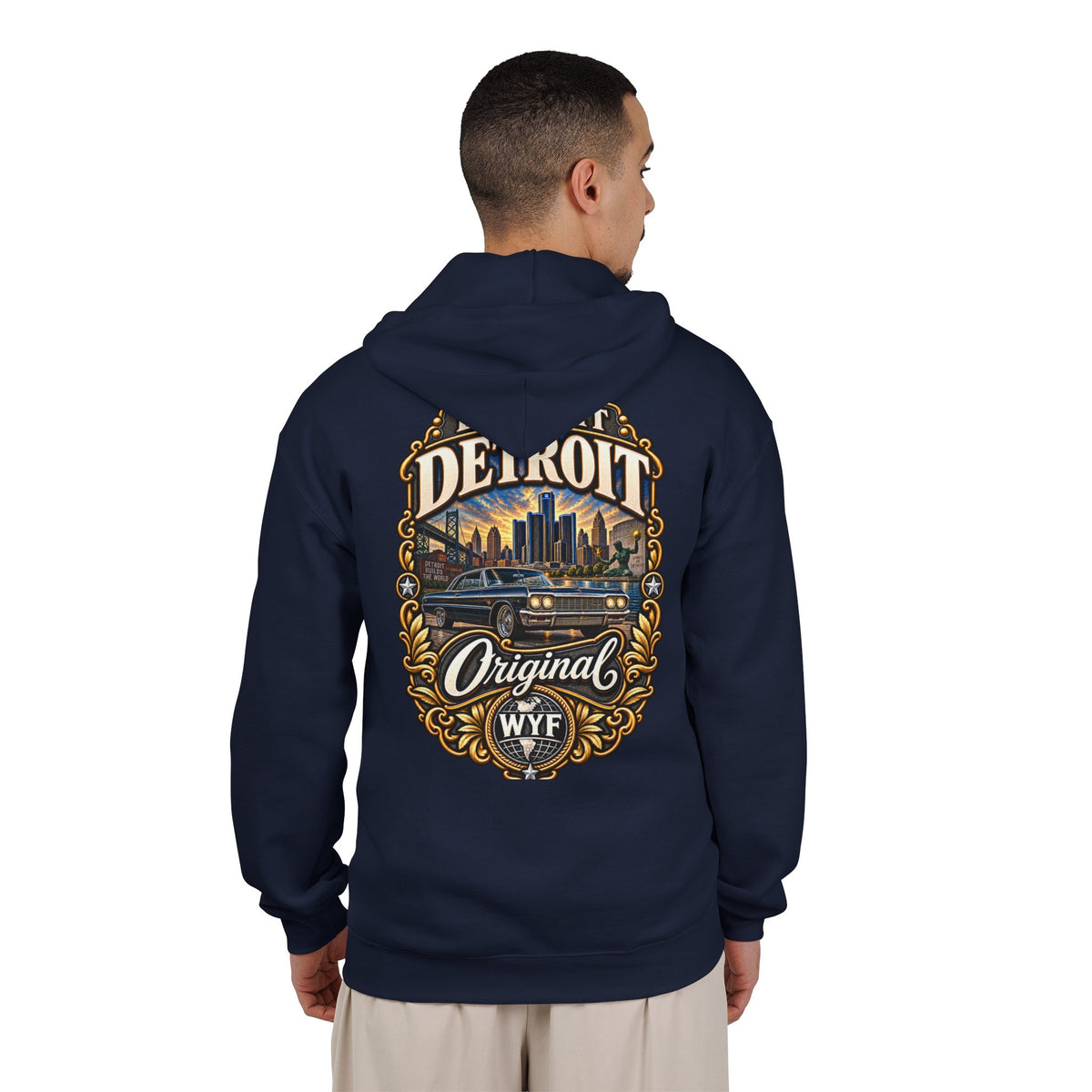 WYF Detroit Full-Zip Hoodie | Detroit Souvenir & Where You From Streetwear
