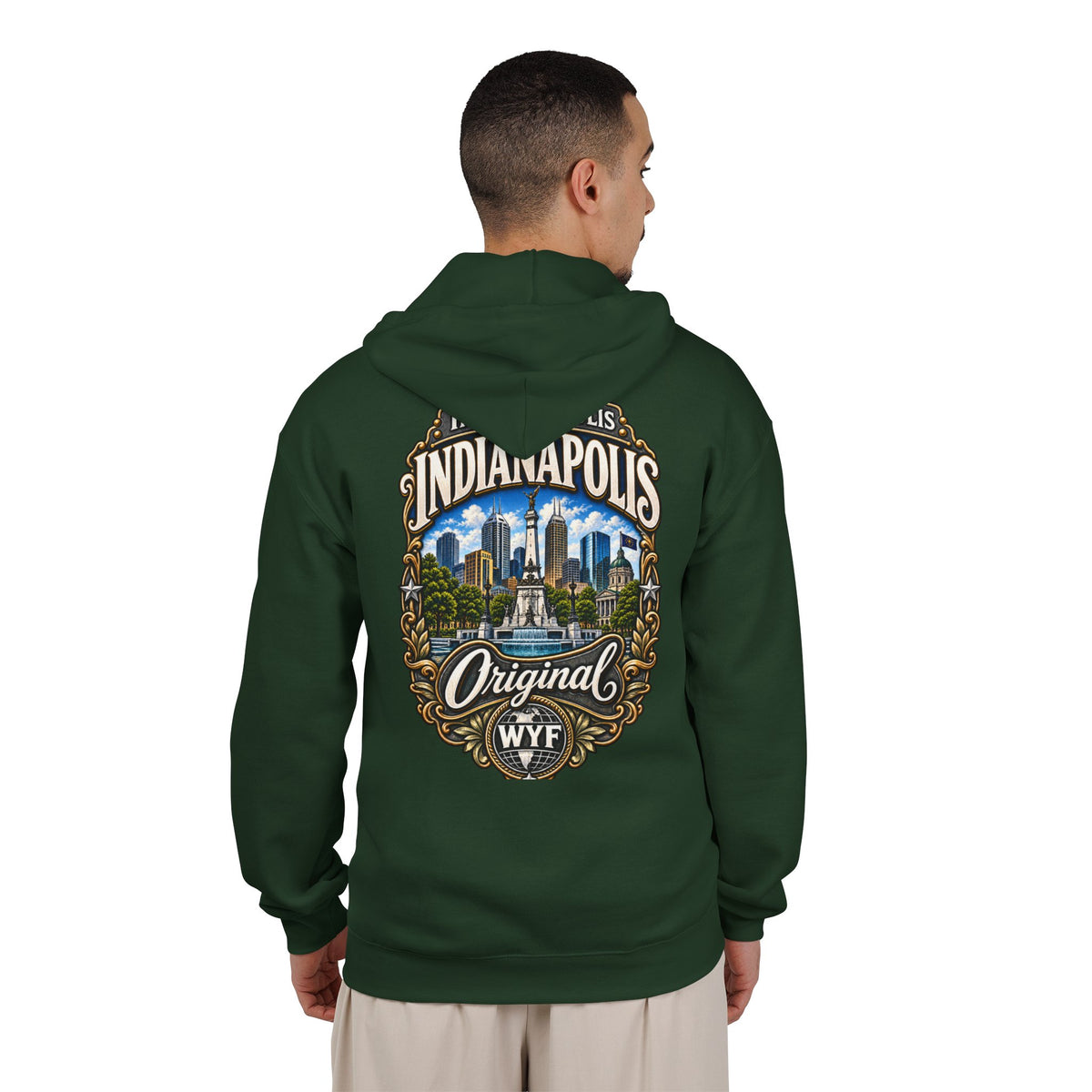 WYF Indianapolis Full-Zip Hoodie | Indianapolis Souvenir & Where You From Streetwear