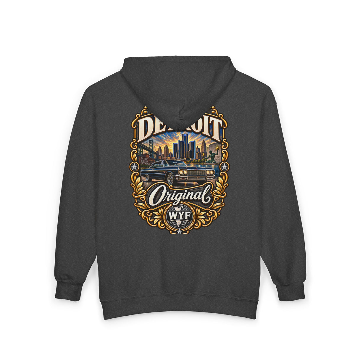 WYF Detroit Full-Zip Hoodie | Detroit Souvenir & Where You From Streetwear