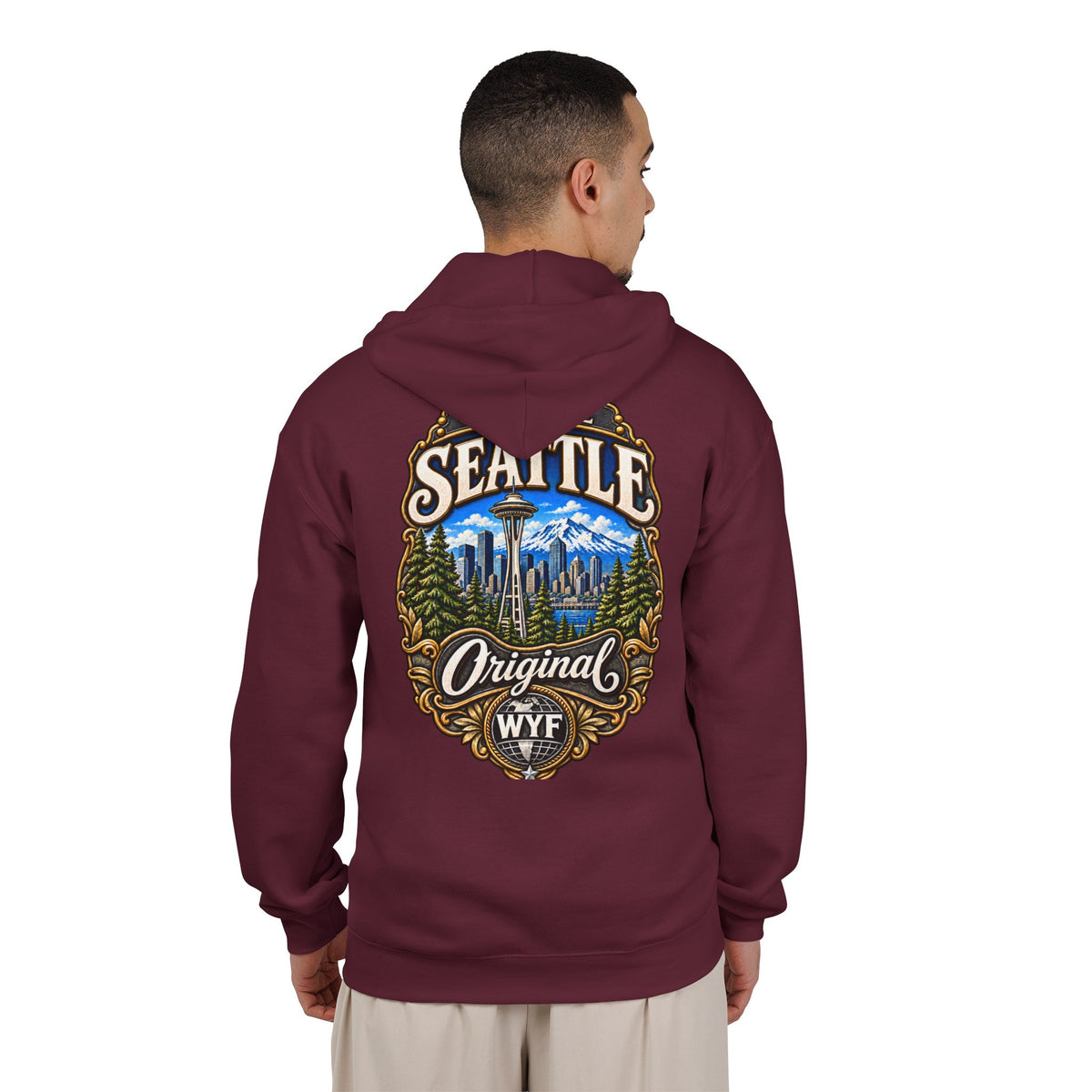 WYF Seattle Full-Zip Hoodie | Seattle Souvenir & Where You From Streetwear