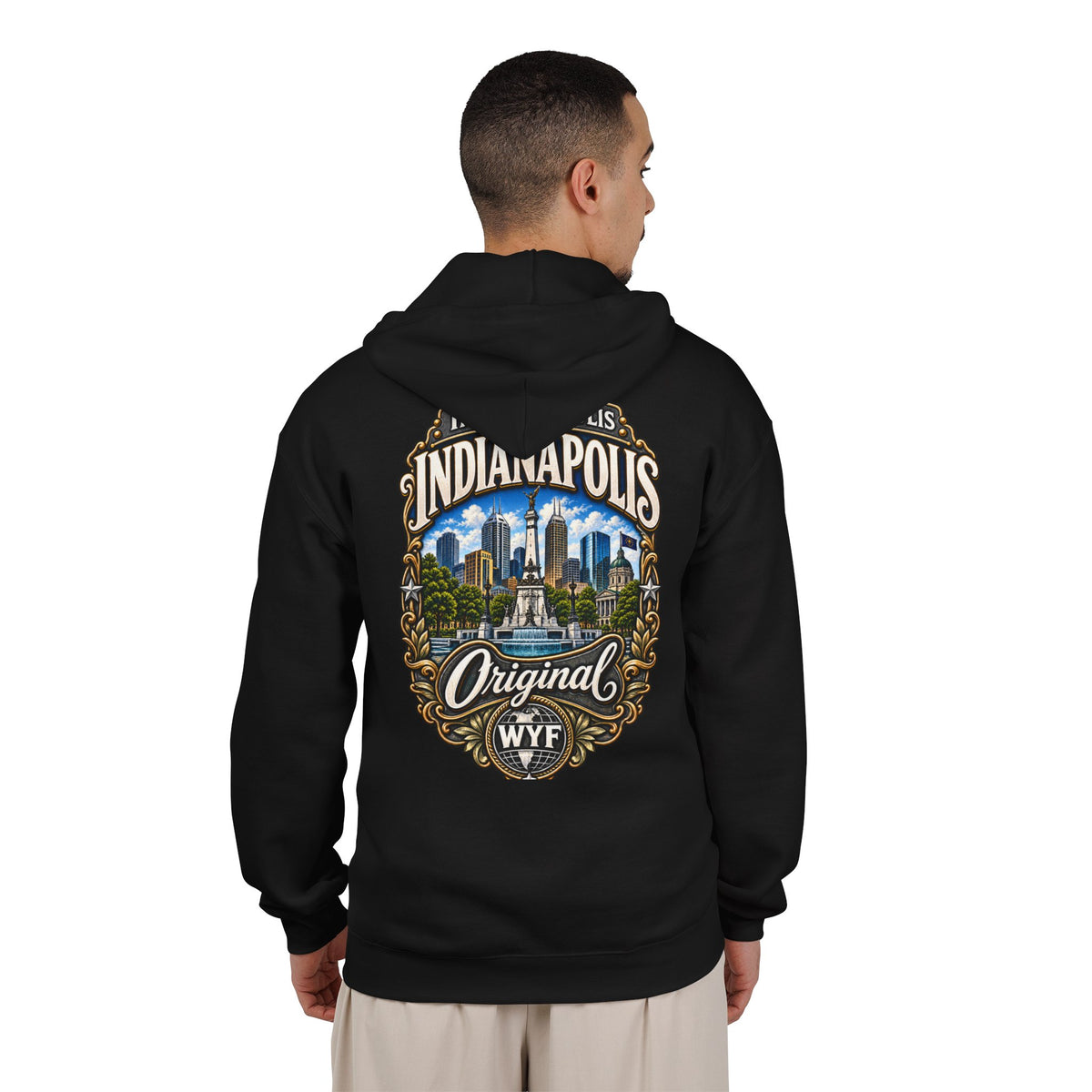 WYF Indianapolis Full-Zip Hoodie | Indianapolis Souvenir & Where You From Streetwear